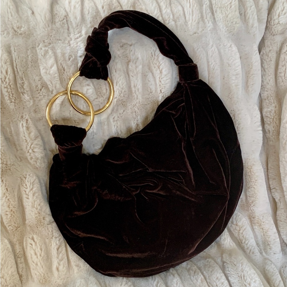 Cul-De-Sac Chocolate Velvet Hobo Bag